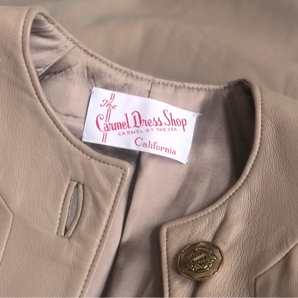 Leather[Carmel California] Vintage Soft Leather Gold Button 3/4 Sleeve MCMod - Picture 3 of 12